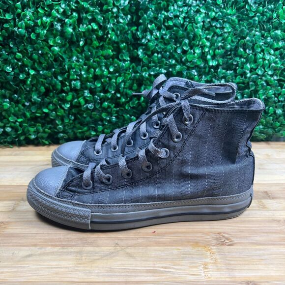 Converse Chuck Taylor Gray Pin Stripe Hi Tops Shoes Mens Sz 6 Womens Sz 8 - Picture 1 of 8